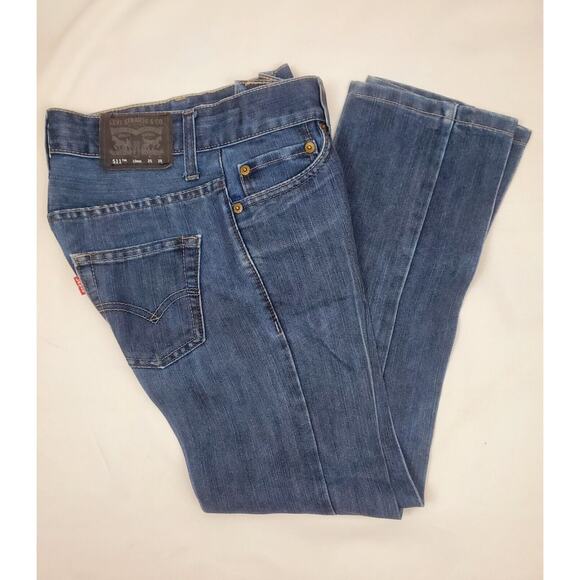 Levis Boys Size 10 Regular 511 Slim Straight Leg Jeans Medium Wash 25x25 - Picture 10 of 12